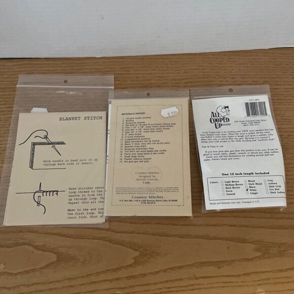 Vtg Craft Pattern Kits Assorted Christmas Snowman Angel Santa Wool Hair Lot of 7 - Picture 7 of 7